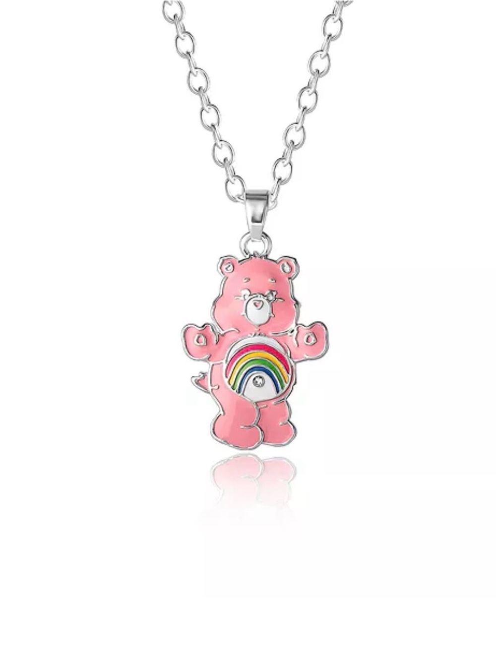 Care Bears Cheer Bear Crystal Pendant Pink Necklace NEW